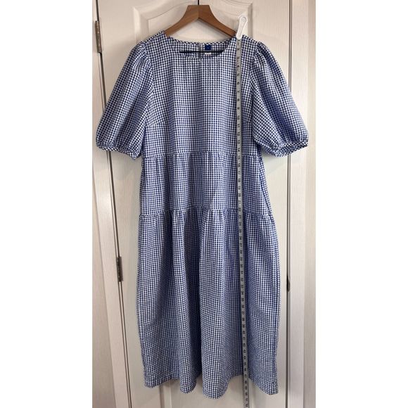 Old Navy Blue Gingham Midi Dress - Picture 10 of 12